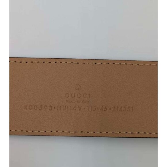 Gucci GG Supreme Monogram Plutone Calfskin Enamel Double G Belt Beige Ebony Pink